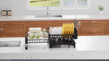 Load image into Gallery viewer, Expandable 2-in-1 Black Metal Dish Drying Rack
