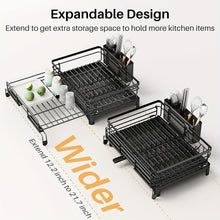 Load image into Gallery viewer, Expandable 2-in-1 Black Metal Dish Drying Rack
