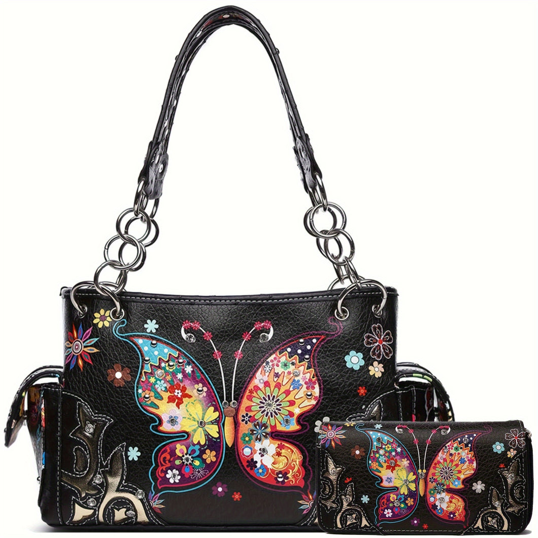 Butterfly Shoulder Bag Wallet Set