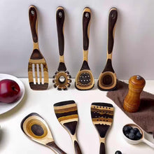 Load image into Gallery viewer, 7pc Pakkawood Wooden Kitchen Utensils
