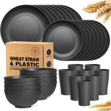 Load image into Gallery viewer, 32pc Plastic Wheat Straw Dinnerware Set
