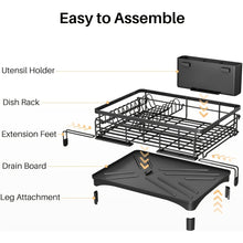 Load image into Gallery viewer, Expandable 2-in-1 Black Metal Dish Drying Rack
