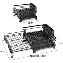 Load image into Gallery viewer, Expandable 2-in-1 Black Metal Dish Drying Rack
