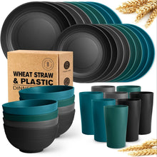 Load image into Gallery viewer, 32pc Plastic Wheat Straw Dinnerware Set
