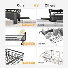 Load image into Gallery viewer, Expandable 2-in-1 Black Metal Dish Drying Rack
