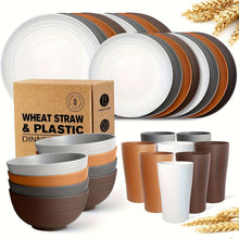 Load image into Gallery viewer, 32pc Plastic Wheat Straw Dinnerware Set
